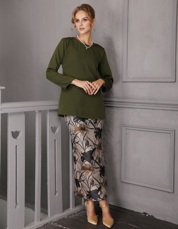 BAJU KURUNG MODEN MINI GEETA (ARMY GREEN)